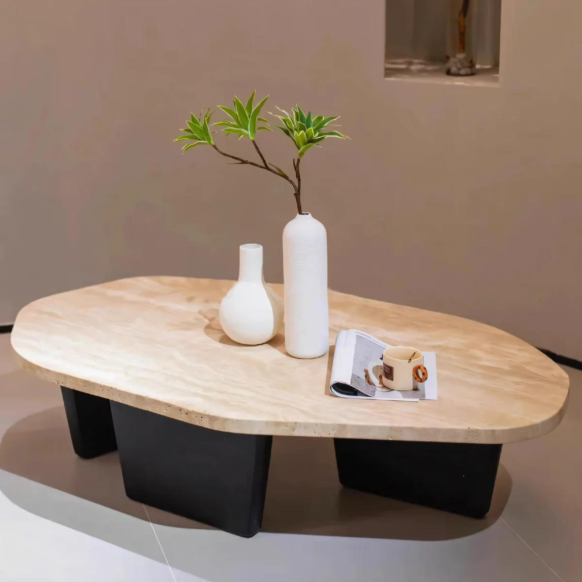 Wabi‑Sabi Minimalist Oval Solid Wood Coffee Table