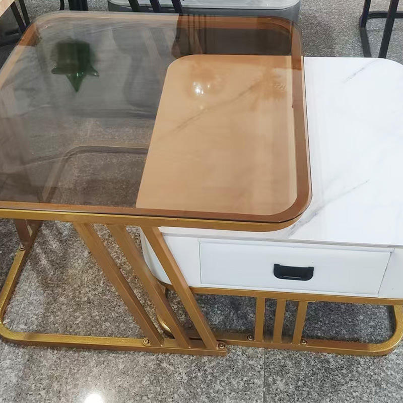 Light‑luxury Glass & Sintered Stone Coffee Table for Home Living Room
