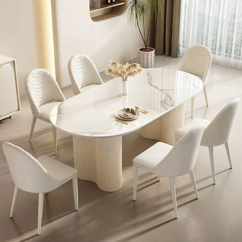 Cream Style Sintered Stone Dining Table and Chair Set