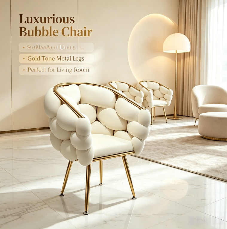 Curved Back Foam Velvet Armchair