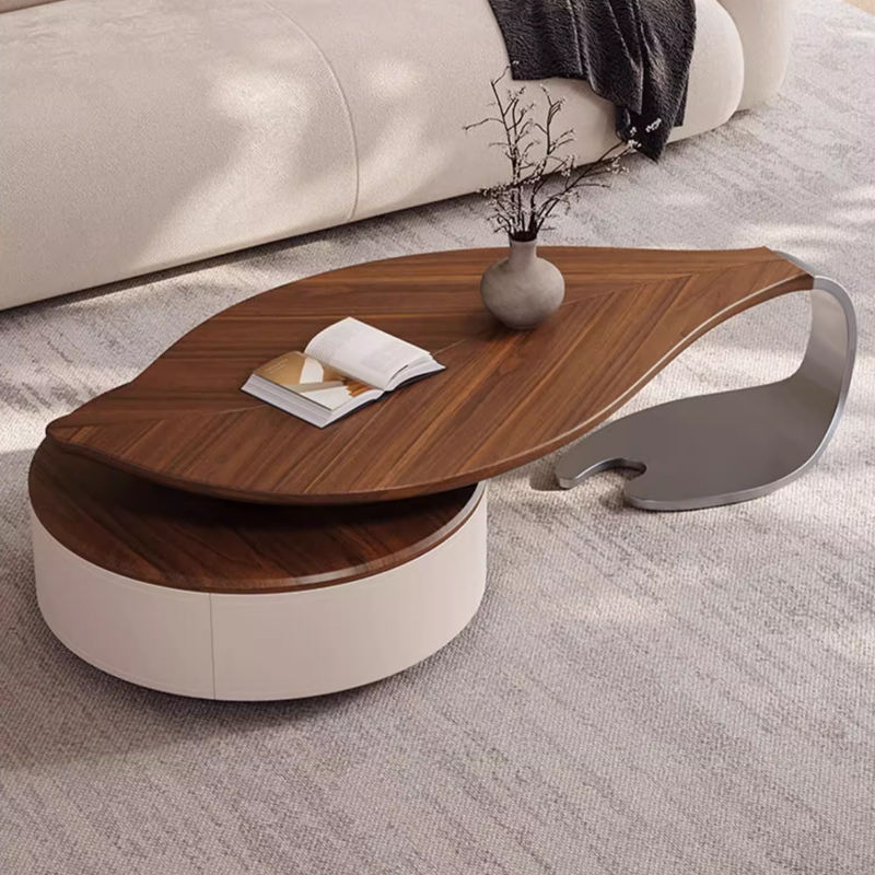 Leaf-shaped Walnut Coffee Table