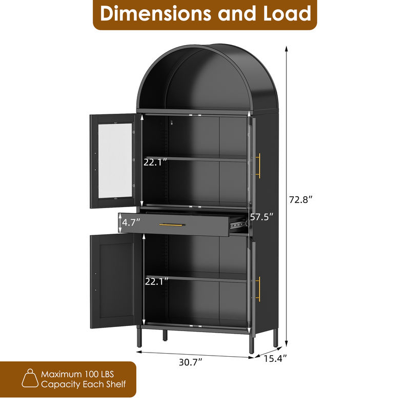 Living Room Black Metal Storage Cabinet