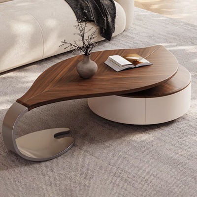 Leaf-shaped Walnut Coffee Table
